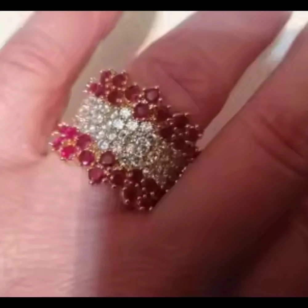 Opulent Ruby Diamond Wide Band Ring in Yellow Gold - Picture 11 of 12